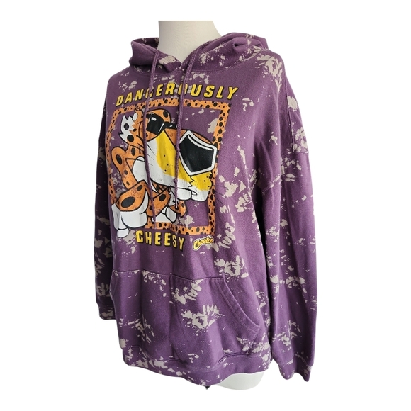 Cheetos Flamin' Hot Graphic Hoodie | “Dangerously Cheesy” Purple Sweatshirt L - Picture 7 of 10